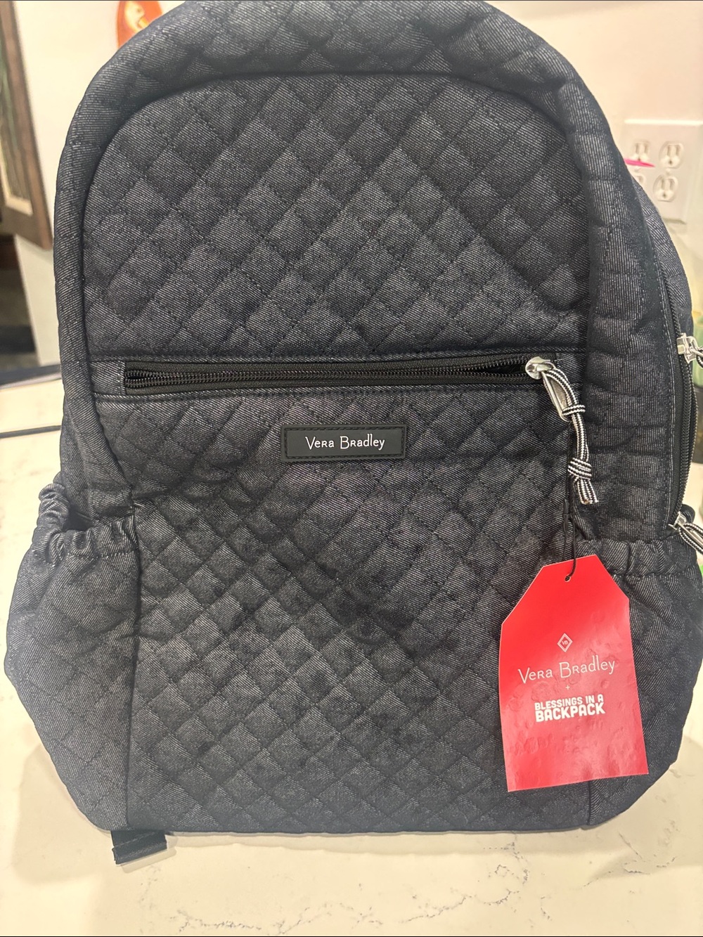Brand new Vera Bradley Quilted Denim-Texture Backpack in Charcoal